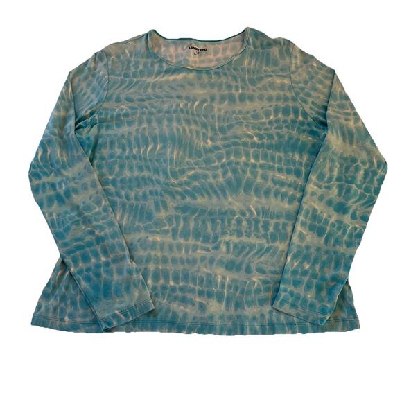 Lands' End Swim Shirt Rash Guard Top Women’s Large Blue & White Beach Cover Up - Picture 5 of 12